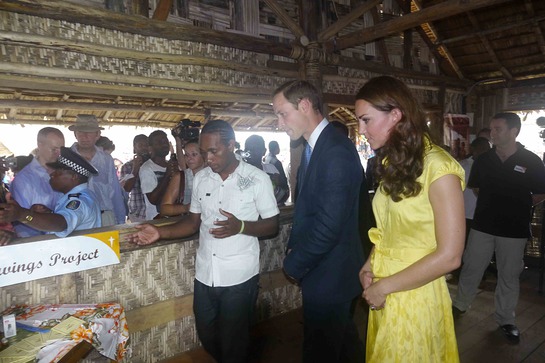 The Duke and Duchess meet Ellison Maitaifiri. He works with youth in the nearby Burns Creek settlement.