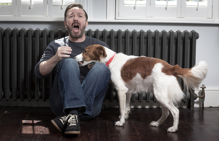 Ricky Gervais and Barney join WSPA's Red Collar Campaign