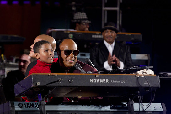 Stevie Wonder on stage at UN Day Concert