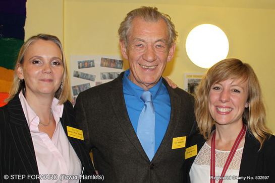 Step Forward CEO Jennifer Fear, Patron Ian McKellen, Charity Chair Chloe Martin