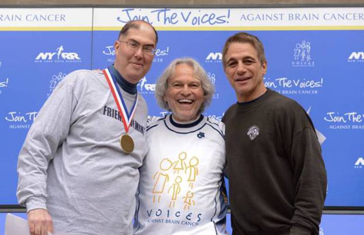 Michael Weiner, Executive Director of the MLBPA, is awarded by Voices Against Brain Cancer founder, Mario Lichtenstein, and Tony Danza for his encouraging support to help raise funds for brain cancer research