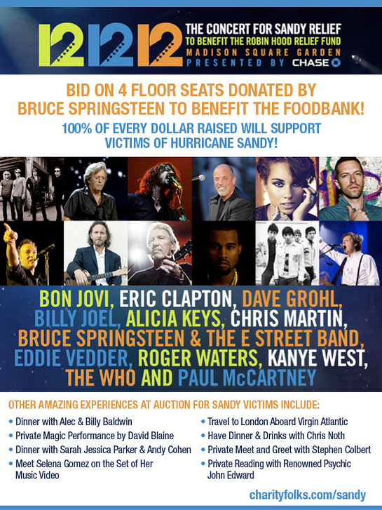 Bruce Springsteen Donates Floor Tickets To 12.12.12 Concert To Charity Auction