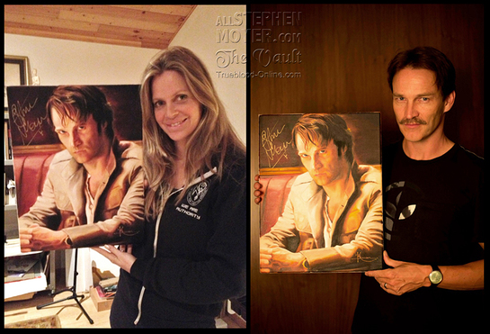 Kristin Bauer and Stephen Moyer with the painting