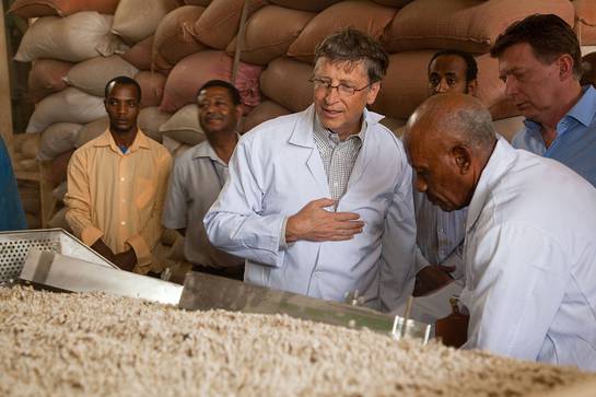 Bill Gates, co-chair of the Bill & Melinda Gates Foundation, visits an agricultural facility in Adama, Ethiopia that processes and ships beans and chickpeas to European markets. 