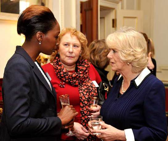 The Duchess of Cornwall (right) talks to guests during a reception in support of survivors of rape and sexual abuse at Clarence House