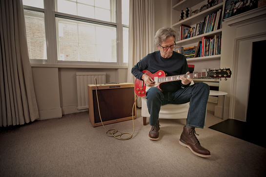 Eric Clapton playing Lucy at home in London, during an exclusive interview with Guitar Center.