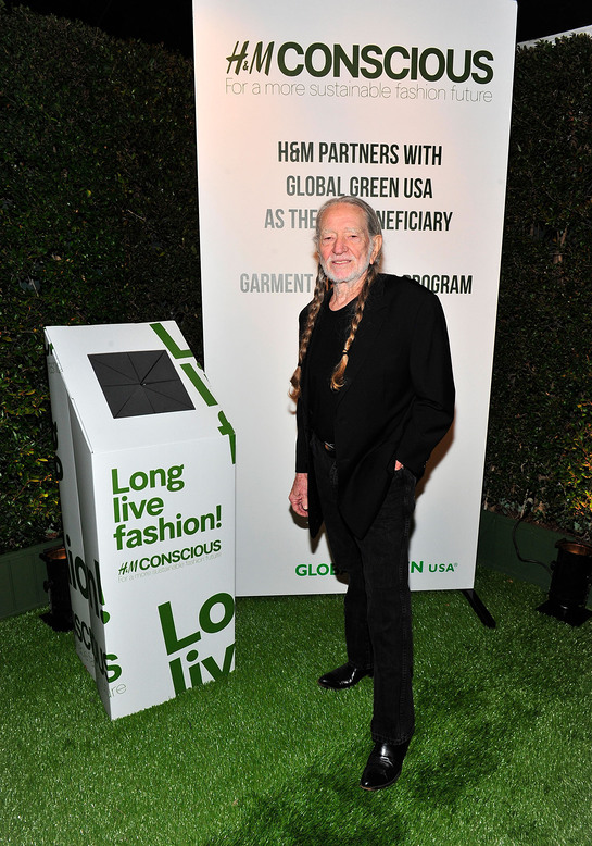 Willie Nelson celebrates the launch of H&M's garment recycling program at Global Green USA's 10th annual Pre-Oscar Party. Willie Nelson celebrates the launch of H&M's garment recycling program at Global Green USA's 10th annual Pre-Oscar Party.