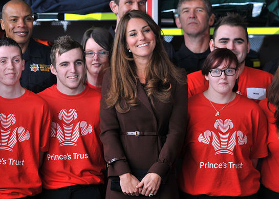 The Duchess of Cambridge meets young people helped by The Prince of Wales's charity, The Prince's Trust, during a visit to Grimsby