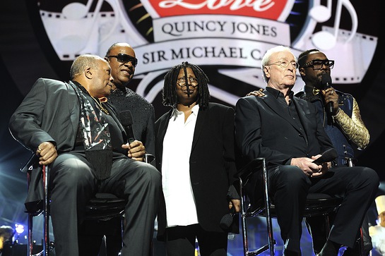 Quincy Jones, Stevie Wonder, Whoopi Goldberg, Sir Michael Caine and will.i.am at Keep Memory Alive's Power of Love Gala