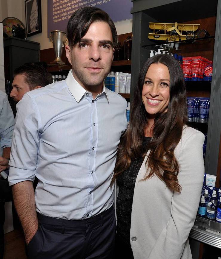Alanis Morissette and Zachary Quinto at Kiehl’s store in Santa Monica