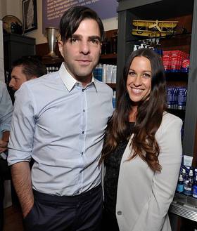 Alanis Morissette and Zachary Quinto at Kiehl's store in Santa Monica Alanis Morissette and Zachary Quinto at Kiehl's store in Santa Monica