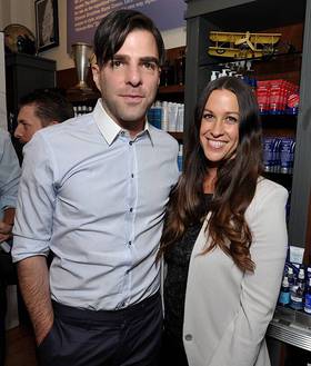 Alanis Morissette and Zachary Quinto at Kiehl's store in Santa Monica