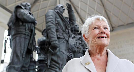 Dame Judi Dench visits the Bomber Command Memorial in London