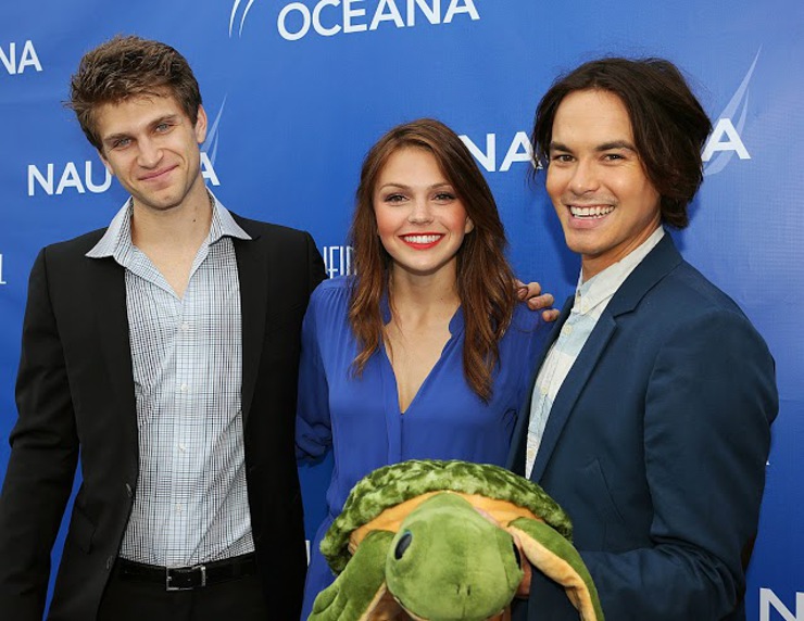 Keegan Allen, Aimee Teegarden and Tyler Blackburn celebrates World Oceans Day at Nautica's Oceana Beach House