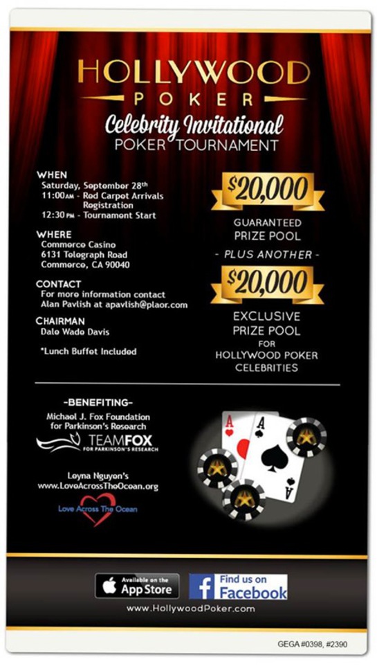 Play alongside celebrities and poker pros at the Hollywood Poker Celebrity Invitational