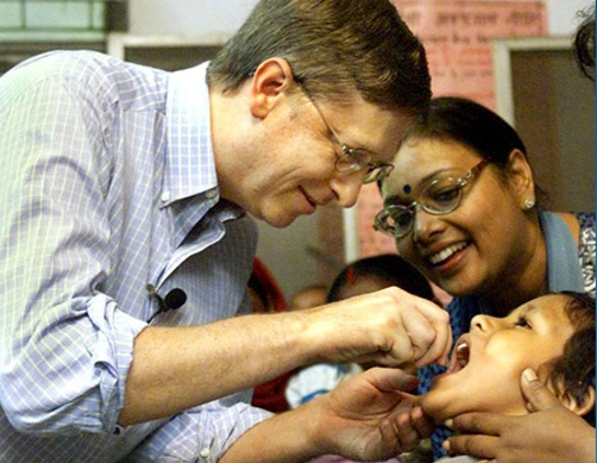 Bill Gates helping to eradicate polio.