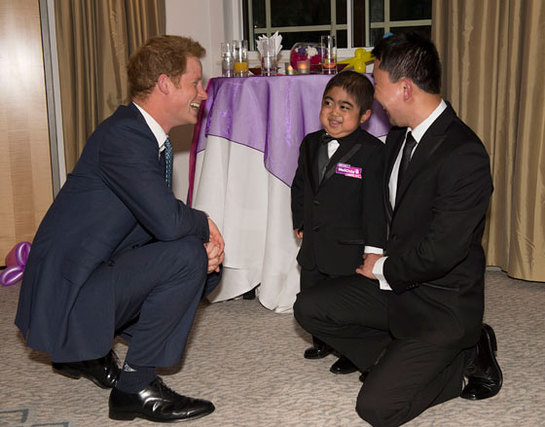 Prince Harry talks to Jonathan, aged six.