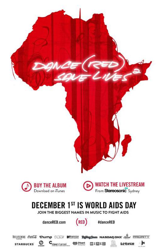 (RED) Brings Together The World's Biggest DJs + Pop Artists To Release DANCE (RED) SAVE LIVES(2) On iTunes November 25, 2013.