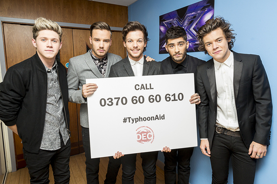 One Direction show their support for the DEC Telethon which will raise vital funds for the Philippines Typhoon Appeal