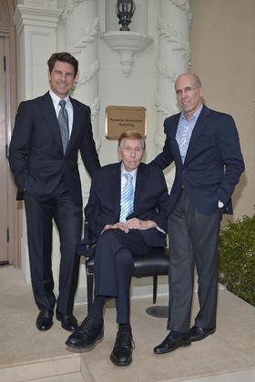 Pictured Left to Right: Tom Cruise (left), Mr. Sumner Redstone (center), Jeffrey Katzenberg (right).