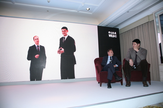 Premiering the new WildAid PSA in Shanghai featuring The Duke of Cambridge, David Beckham, and Yao Ming. Seated are WildAid Executive Director Peter Knights and WildAid Ambassador Yao Ming. Premiering the new WildAid PSA in Shanghai featuring The Duke of Cambridge, David Beckham, and Yao Ming. Seated are WildAid Executive Director Peter Knights and WildAid Ambassador Yao Ming.