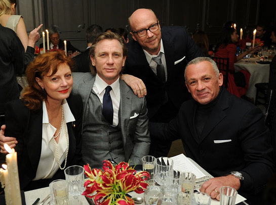 Academy award winning actress Susan Sarandon, actor Daniel Craig, Oscar award winning film director Paul Haggis, Bovet owner Mr. Pascal Raffy at the New York City Holiday Gala Academy award winning actress Susan Sarandon, actor Daniel Craig, Oscar award winning film director Paul Haggis, Bovet owner Mr. Pascal Raffy at the New York City Holiday Gala