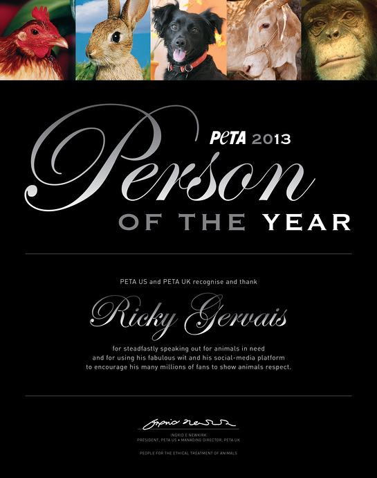 Ricky Gervais - PETA Person of the Year 2013