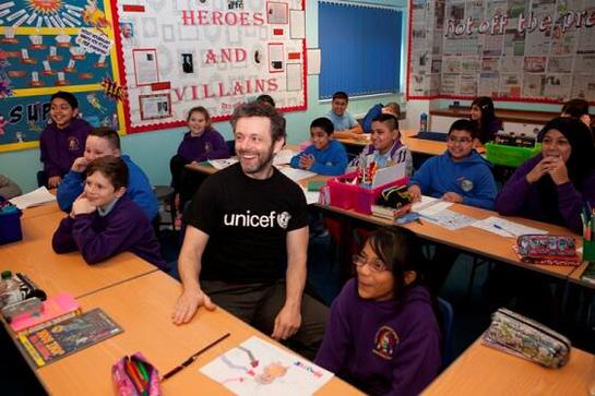 Michael Sheen at Hafod Primary School in Swansea