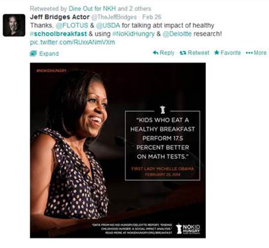 Jeff Bridges Tweets For No Kid Hungry