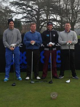 Cricket Legends Michael Vaughan, Ian Ward, Shane Warne and Darren Gough get ready to take on the course at the Shane Warne Golf Classic Cricket Legends Michael Vaughan, Ian Ward, Shane Warne and Darren Gough get ready to take on the course at the Shane Warne Golf Classic