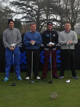 Cricket Legends Michael Vaughan, Ian Ward, Shane Warne and Darren Gough get ready to take on the course at the Shane Warne Golf Classic