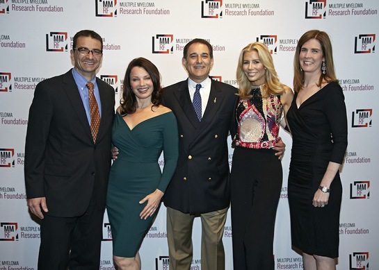 Walter M. Capone of the MMRF, Fran Drescher, Michael Reinert, Aviva Drescher and Anne Quinn Young celebrating at the 2014 MMRF Laugh for Life: New York