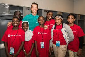 Cristiano Ronaldo treated a group of 10-13-year-old fans with tickets to the Portugal vs. Ireland game last night at MetLife Stadium in Rutherford, N.J,