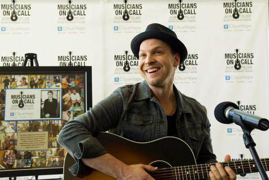 Gavin DeGraw performs for patients at City of Hope for the Musicians On Call Jason Pollack Bedside Performance Program launch