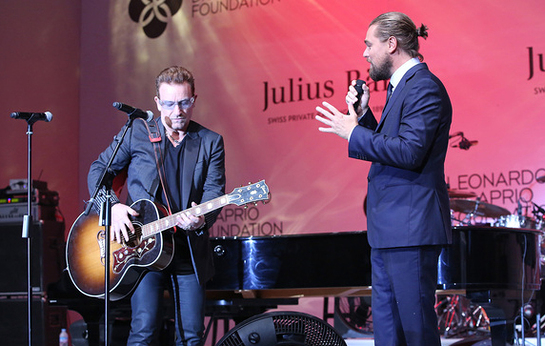 Bono and Leonardo DiCaprio