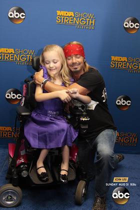 Bret Michaels took his support behind-the-scenes at the 2014 MDA Show of Strength Telethon Bret Michaels took his support behind-the-scenes at the 2014 MDA Show of Strength Telethon