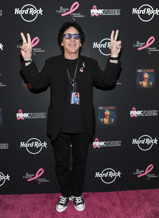 Peter Criss poses on the PINK carpet at Hard Rock Cafe New York to launch PINKTOBER