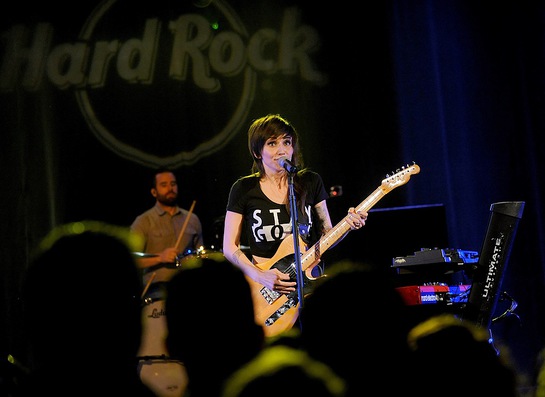 Lights performs at Hard Rock Cafe New York to kick-off its 15th annual breast cancer awareness campaign