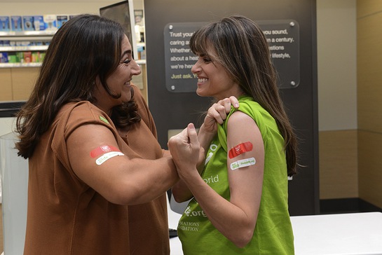Amanda Peet & Jo Frost, Shot@Life Global Advocates, show their support for Walgreens/UN Foundation Get a Shot. Give a Shot campaign