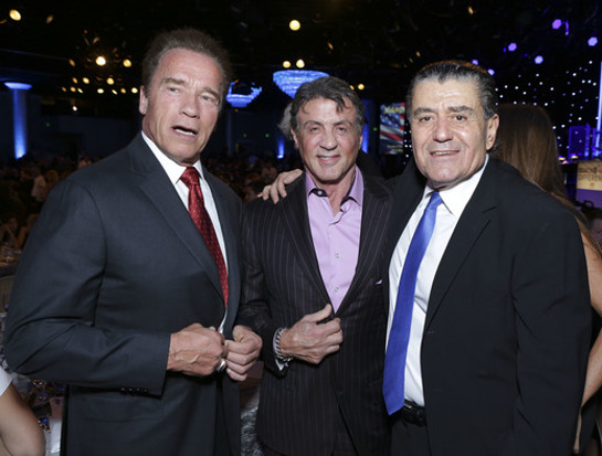  Arnold Schwarzenegger, Sylvester Stallone and gala co-chair Haim Saban