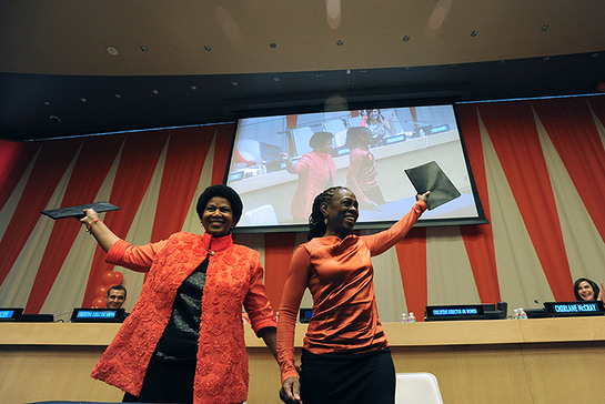 UN Women Executive Director Phumzile Mlambo-Ngcuka (left) and Chirlane McCray, New York City's First Lady