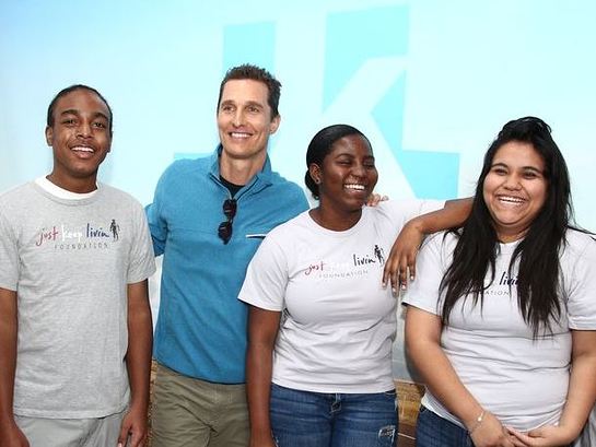 Matthew McConaughey and some kids from his Foundation