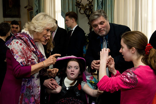 The Duchess of Cornwall meets some of the patients of Helen & Douglas House