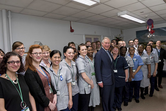The Prince of Wales meets staff at the Royal Brompton Hospital