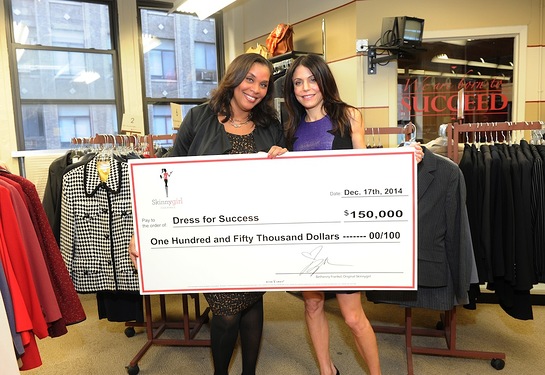 Skinnygirl Bethenny Frankel got into the holiday spirit by donating $150,000 to Dress for Success, accepted by Joi Gordon, CEO, Dress for Success