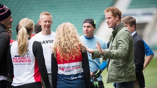 Prince Harry at Twickenham Stadium to watch a training session for RFU and IPF runners