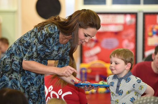 The Duchess of Cambridge meets children during a visit to Action for Children's Cape Hill Children's Centre in Smethwick