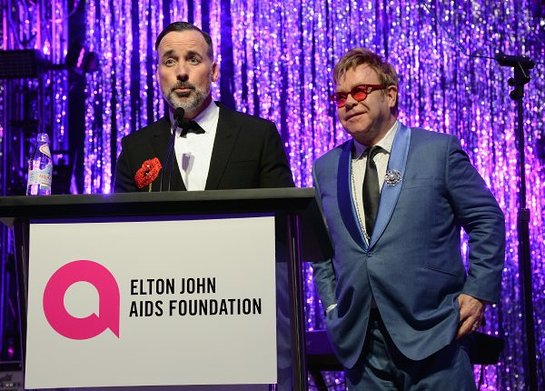  David Furnish and Sir Elton John attend the 23rd Annual Elton John AIDS Foundation Academy Awards Viewing Party