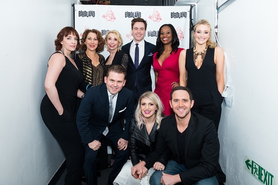 Julia Murney, Randy Graff, Julie Halston, Erich Bergen, Zakiya Young, Betsy Wolfe (Front row, left to right) Bobby Creighton, Annaleigh Ashford, Santino Fontana