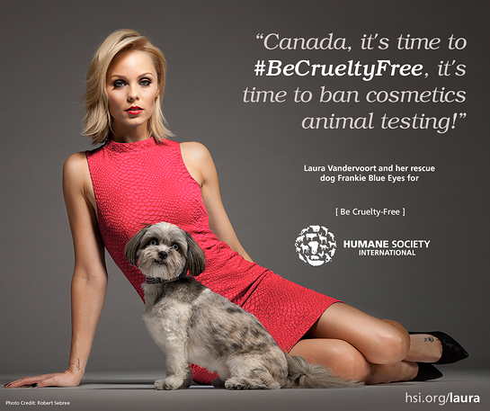  Laura & her dog Frankie say NO to cruel cosmetics